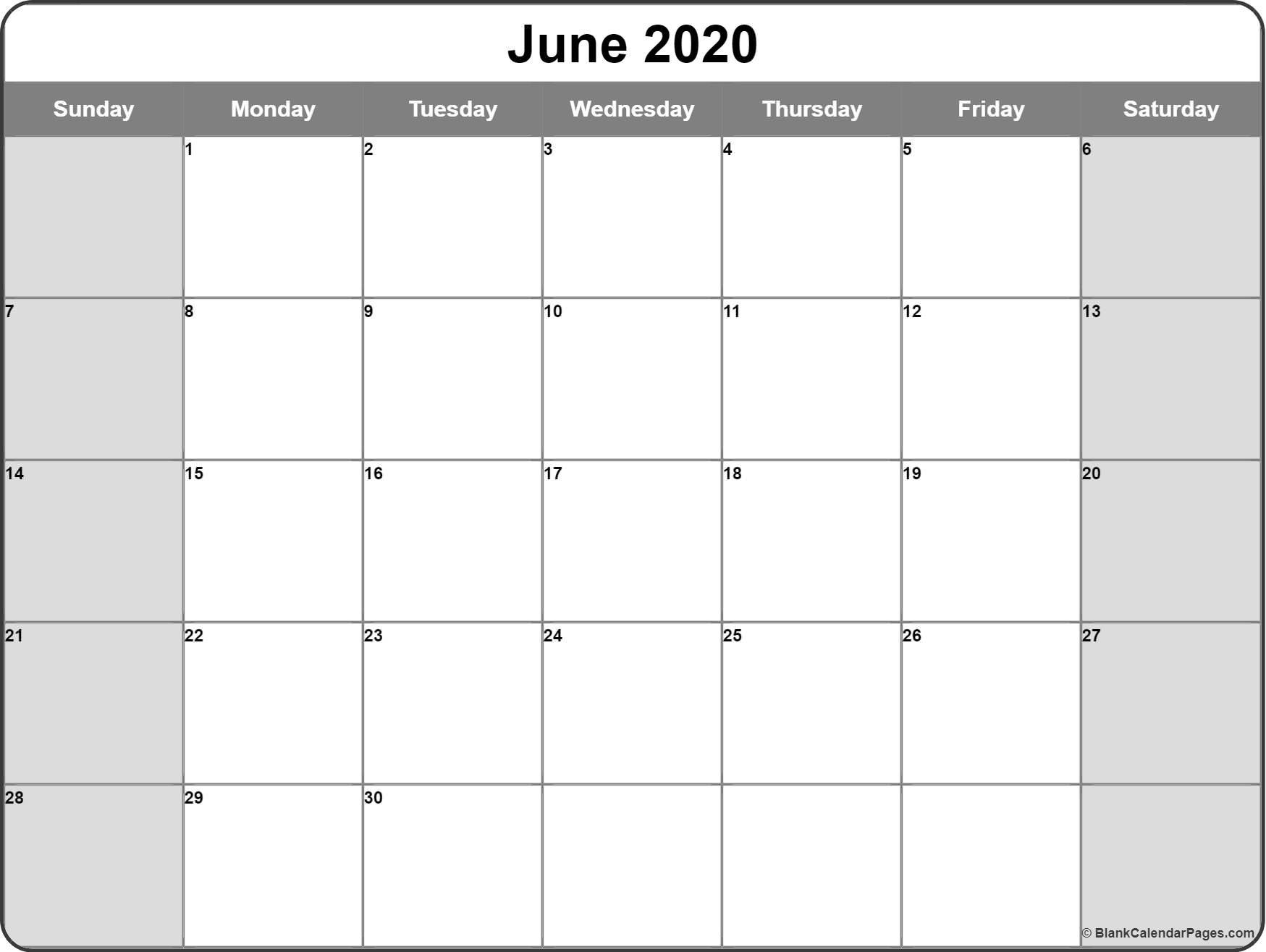 June 2020 calendar