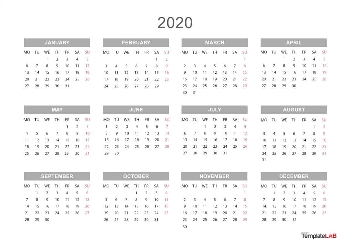 2020 calendars