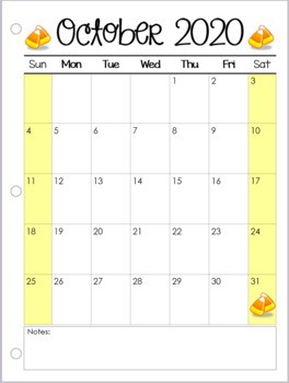 2019 2020 Calendar Printable and Editable