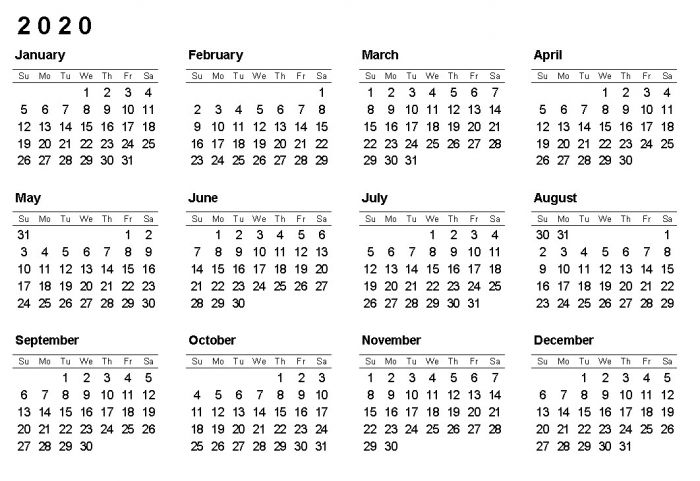 Printable Calendar by Month 2020 | Free Printable Calendar Monthly