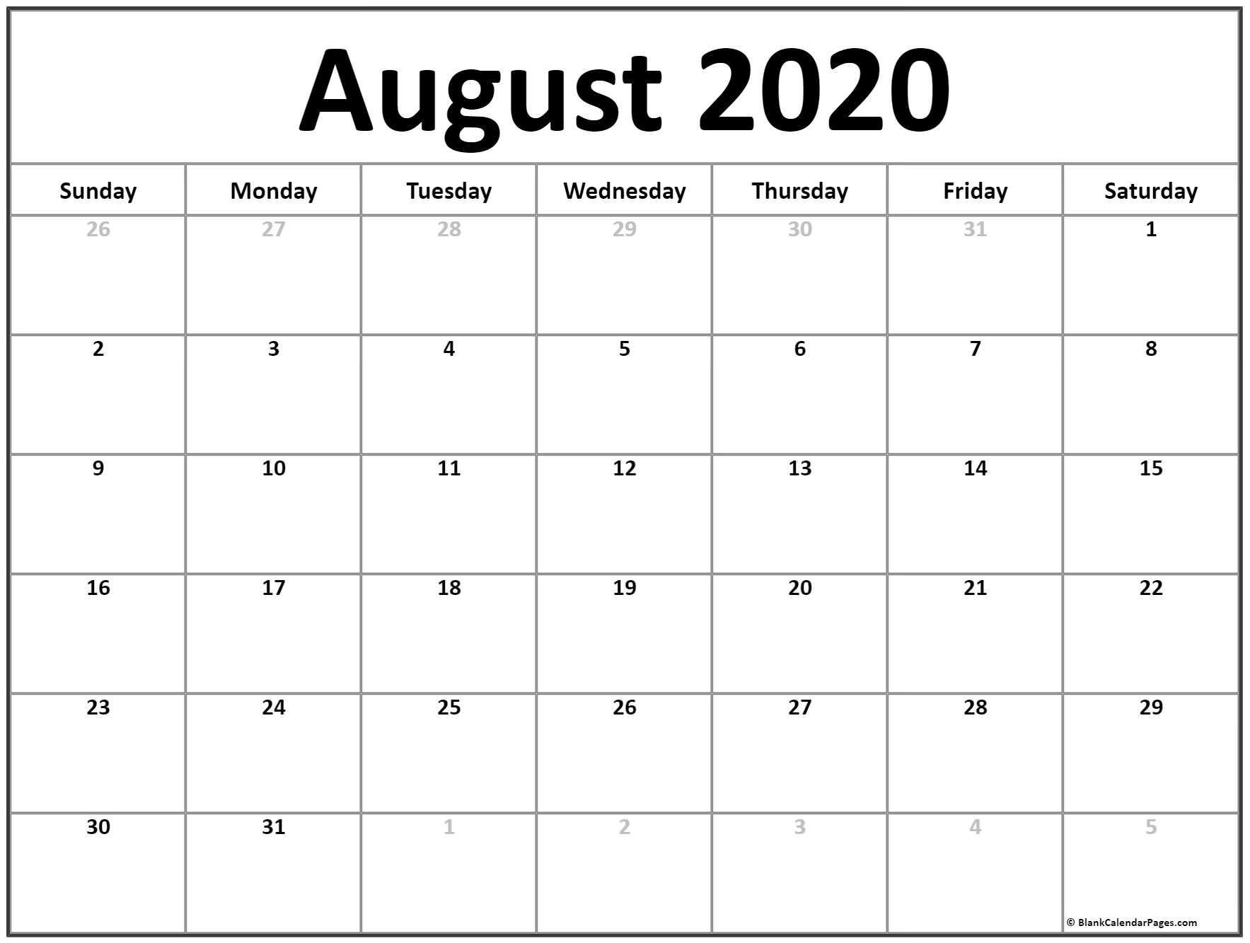 CAL=August 2020 calendar