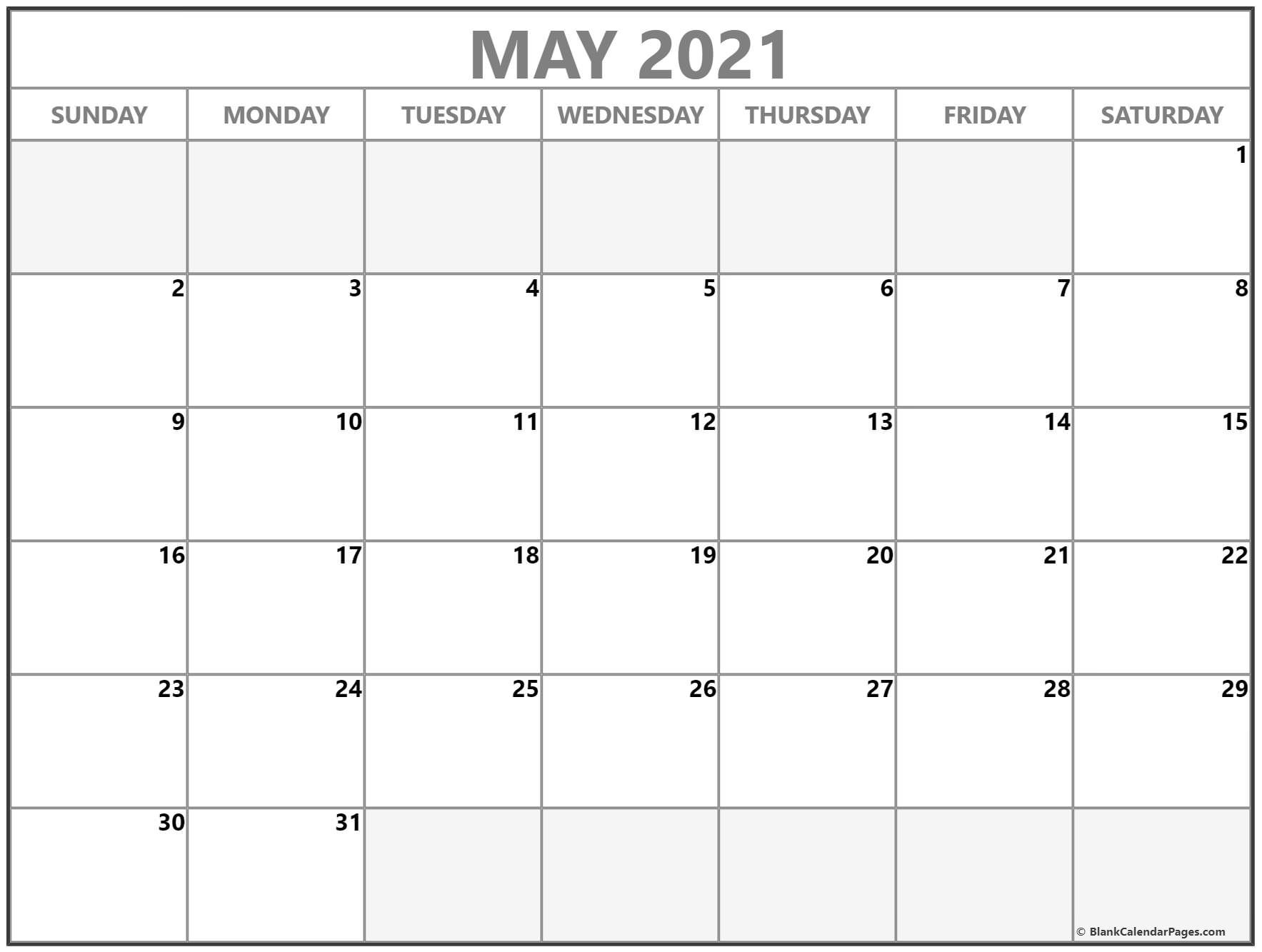 Blank Calendar Pages 2021 Various themes May 2021 Calendar