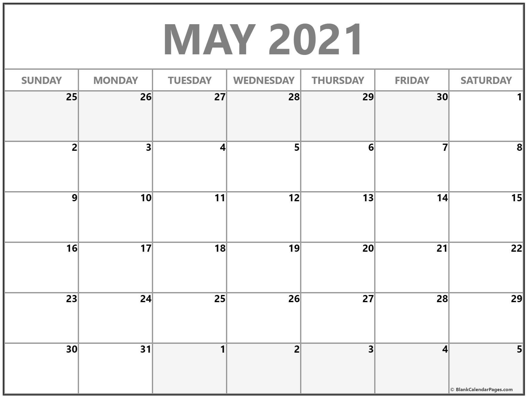 May 2021 calendar