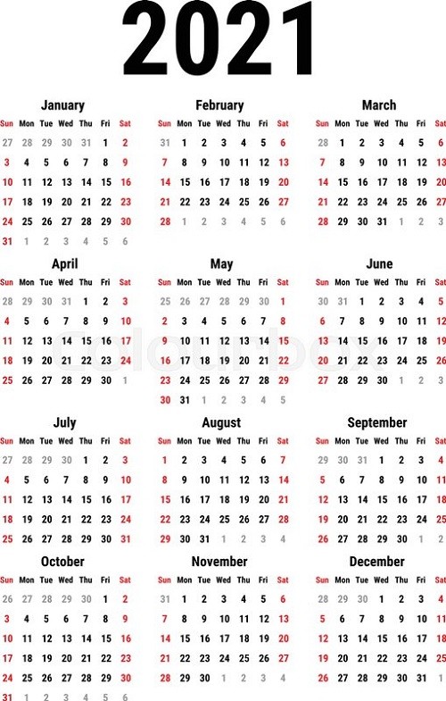 free printable yearly calendar 2021 full themes