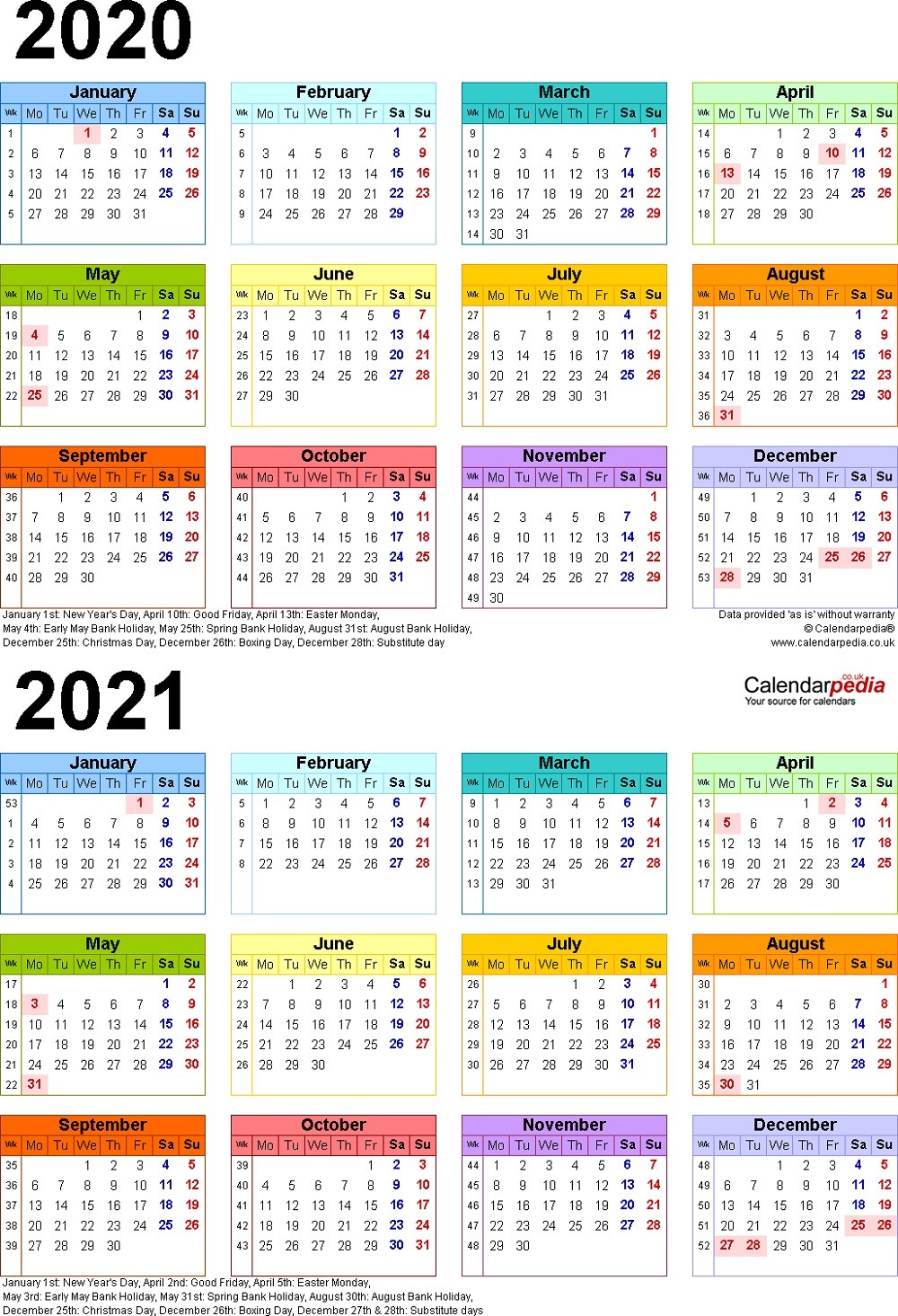 2021 and 2020 Calendar with Holidays Free | Free Printable Calendar Monthly