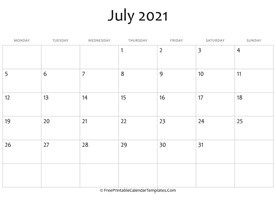 july 2021 printable calendar