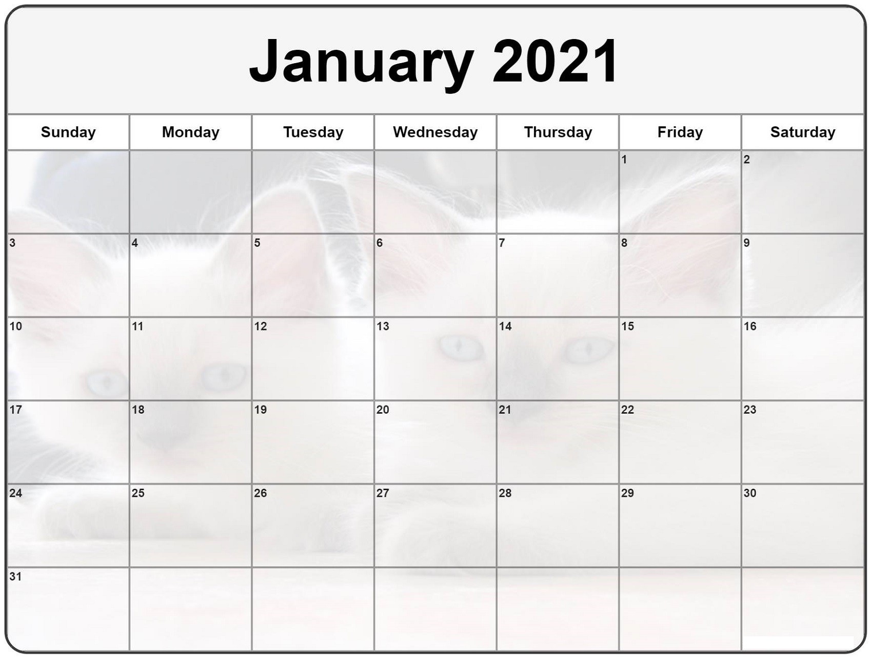 2021 calendar template pdf yearly for time saving