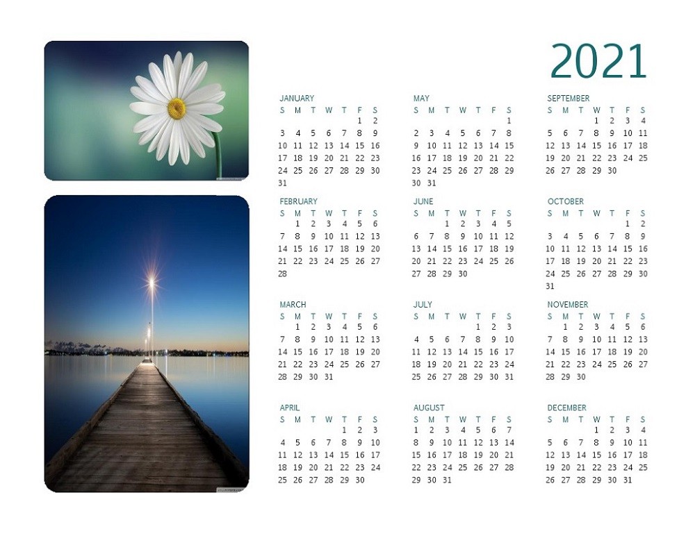 2021 desk calendar template yearly for time saving