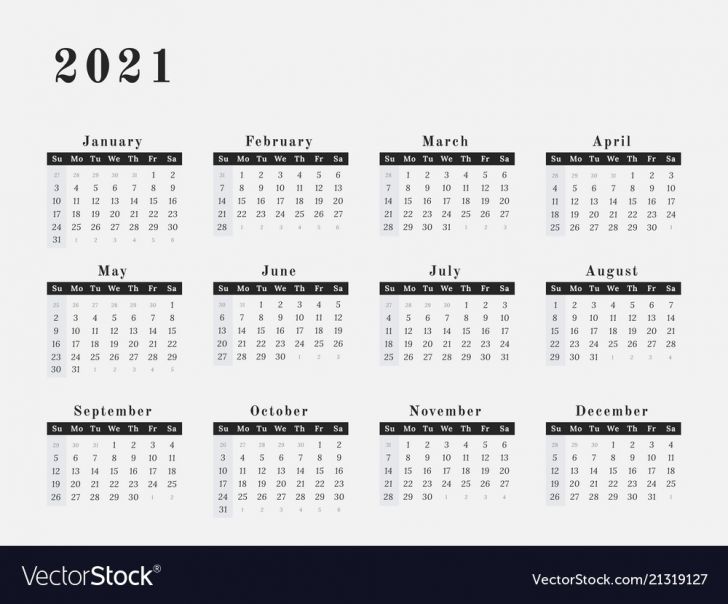 2021 Yearly Calendar Printable Horizontal Free Printable Calendar Monthly 0632