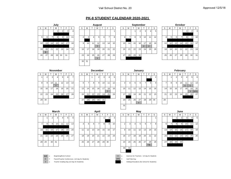 2020 2021 student calendars