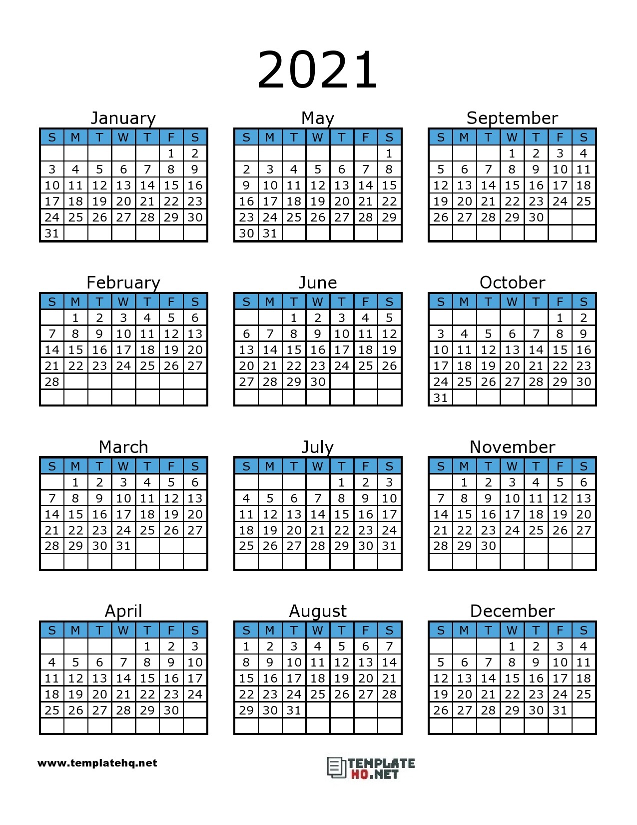 2021 calendar printable