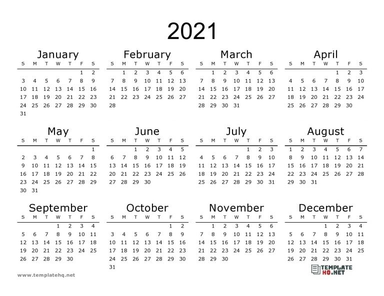 Calendar 2021 to Print Free Simple for All Users | Free Printable ...