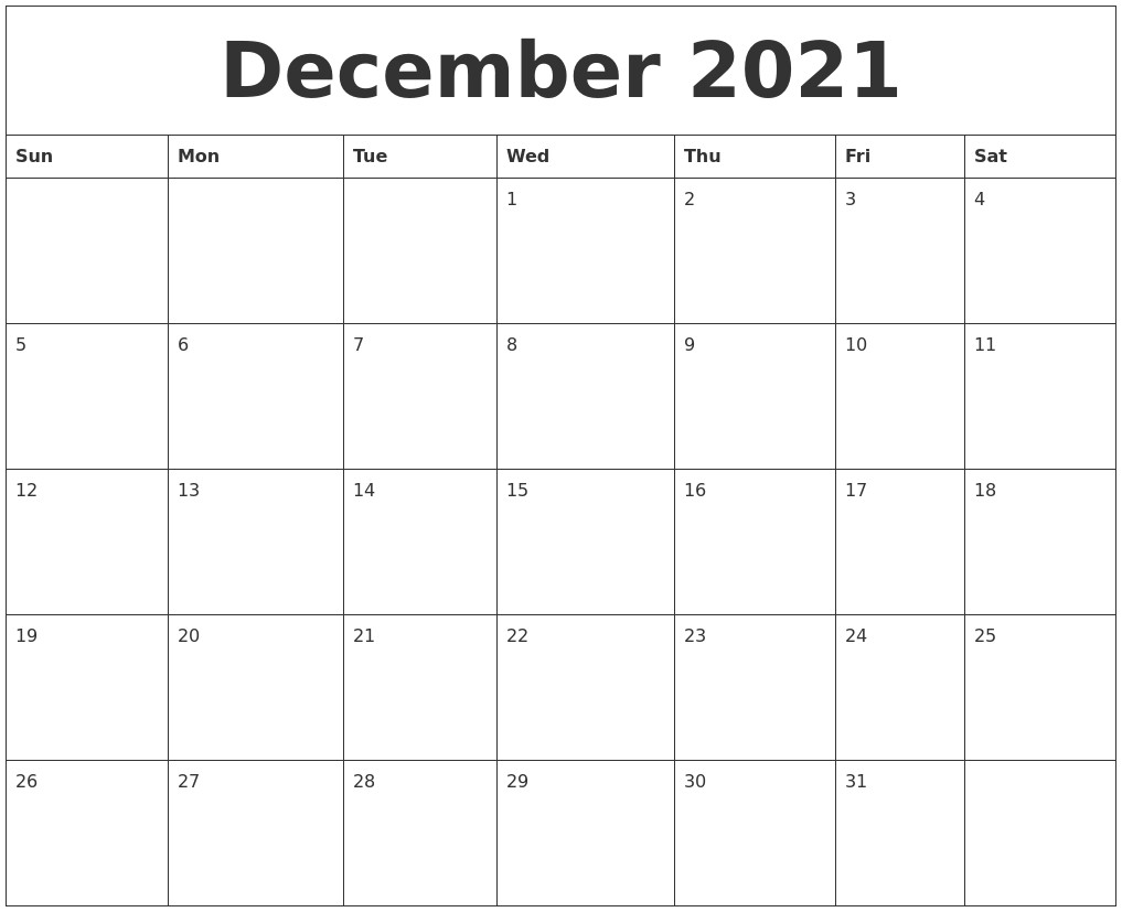 december 2021 calendar