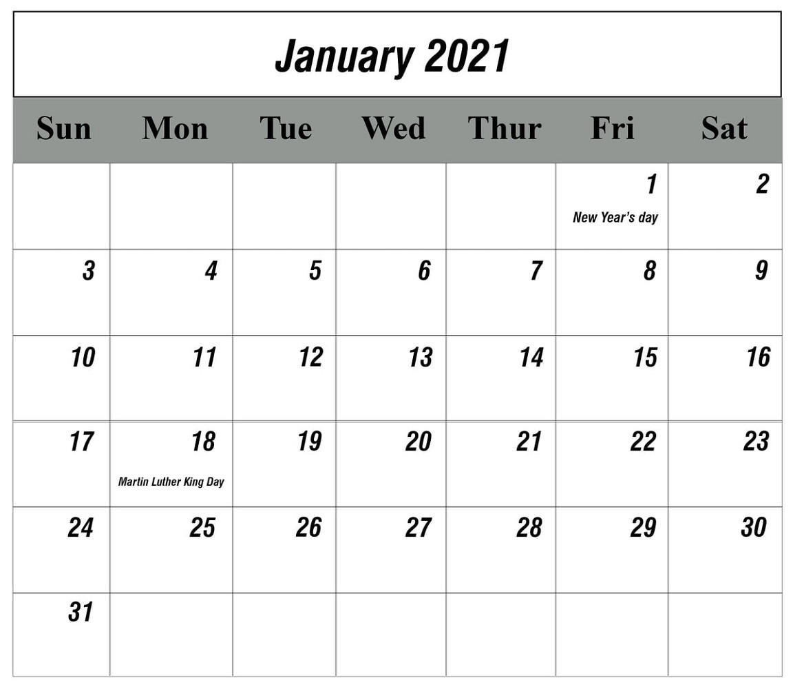 january 2021 printable calendar blank quick usage