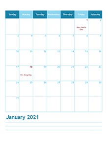 2021 monthly calendar