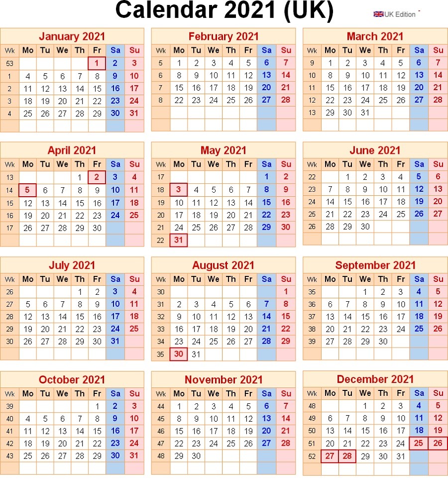 free printable calendar 2021 uk blank for free