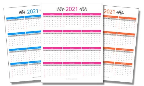 2021 free printable calendars