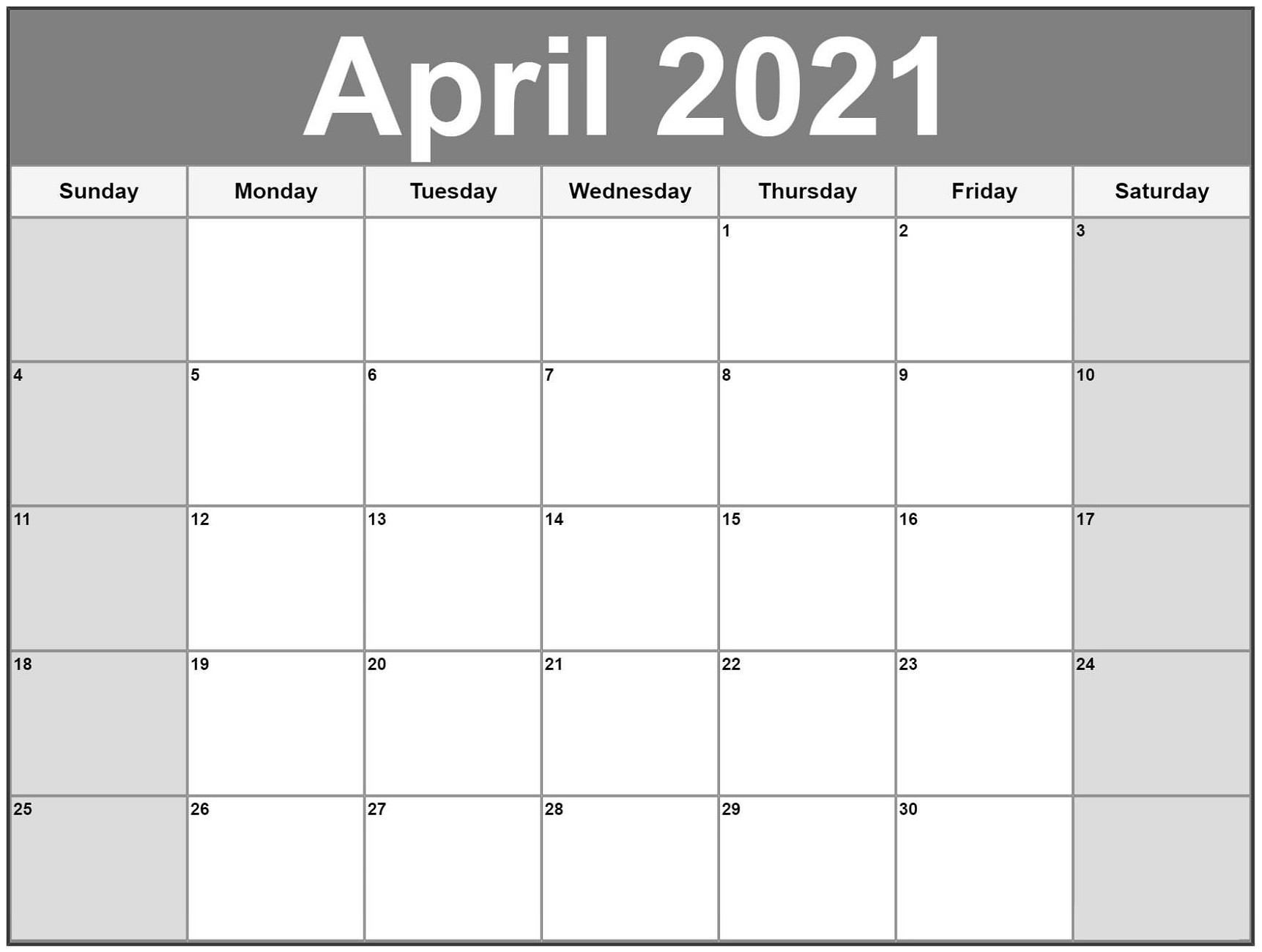 free printable 2021 calendar template 12 months