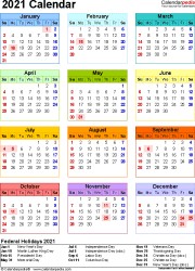 2021 calendar word templates