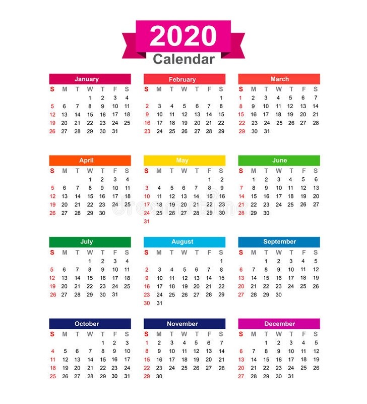 printable annual calendar colorful