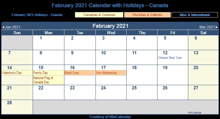 Printable Calendar February 2021