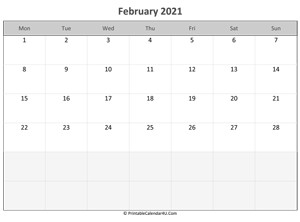 february 2021 editable calendar holidays