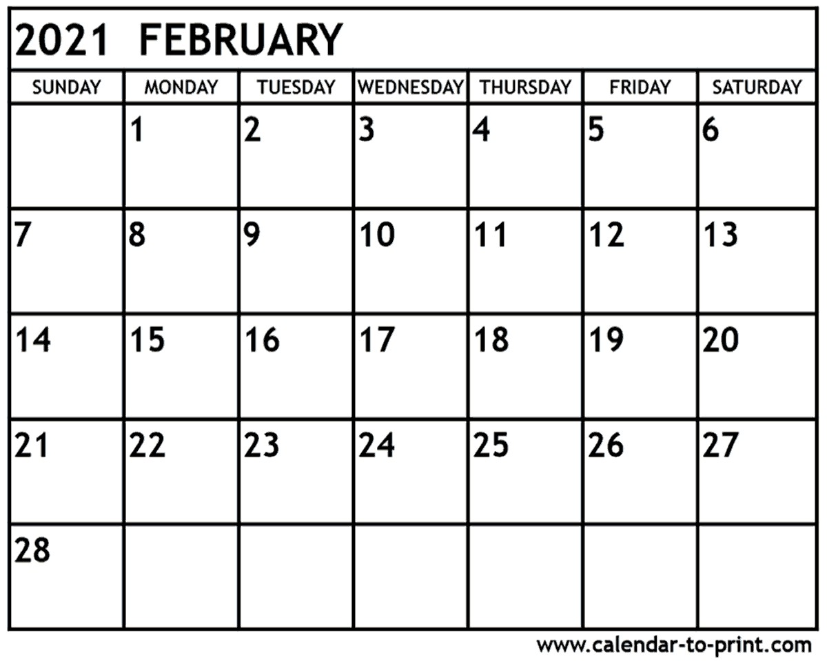 february 2021 calendar