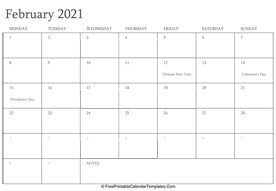 february 2021 printable calendar