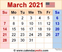 march 2021 calendar