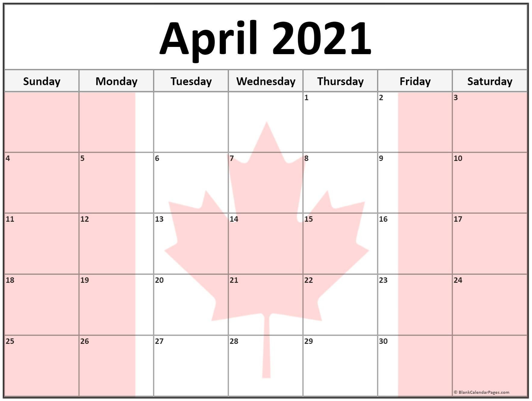 February March 2021 Calendar with Canada Flag Collection Of April 2021 Photo Calendars with Image Filters