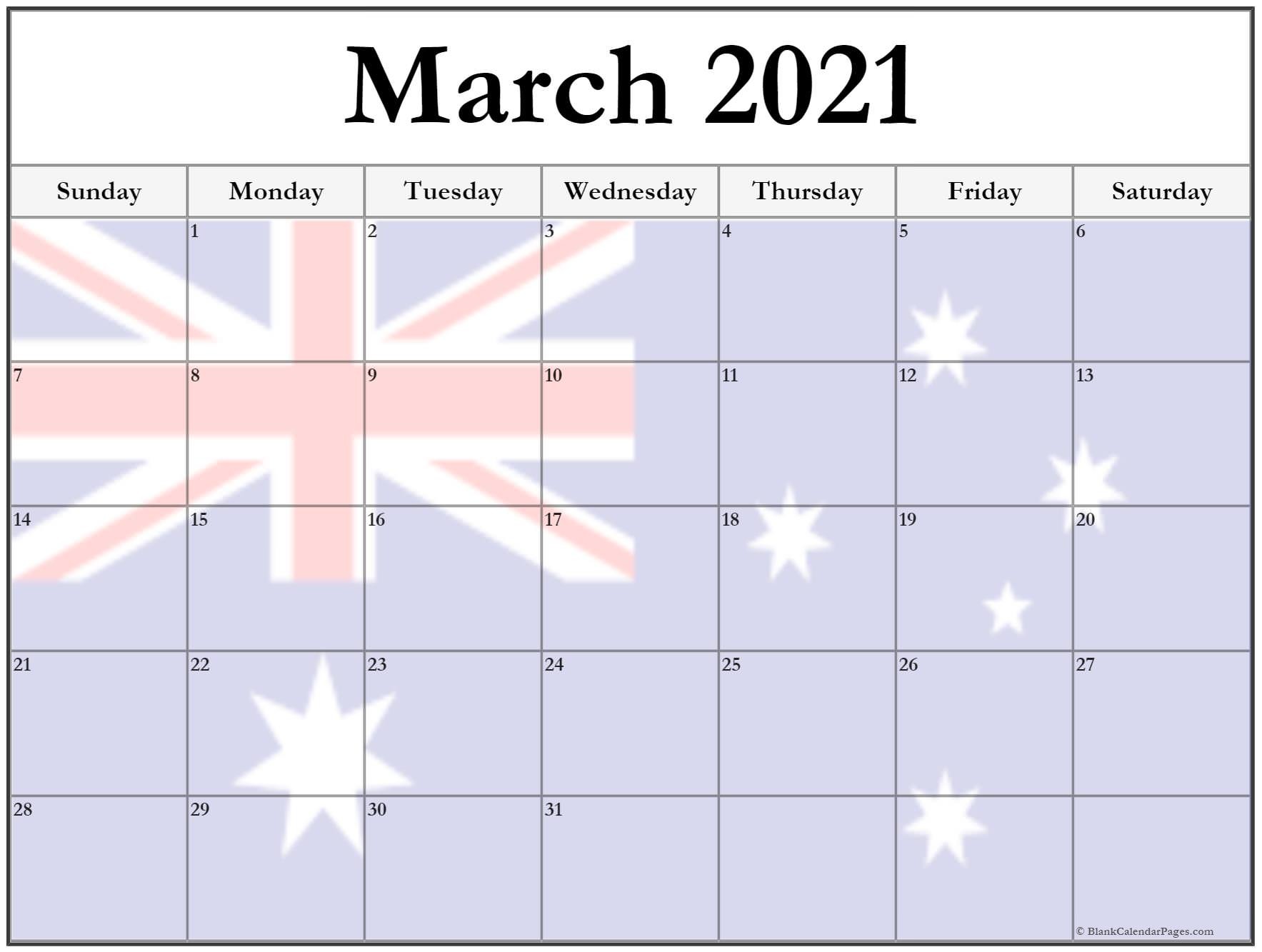 March 2021 calendar