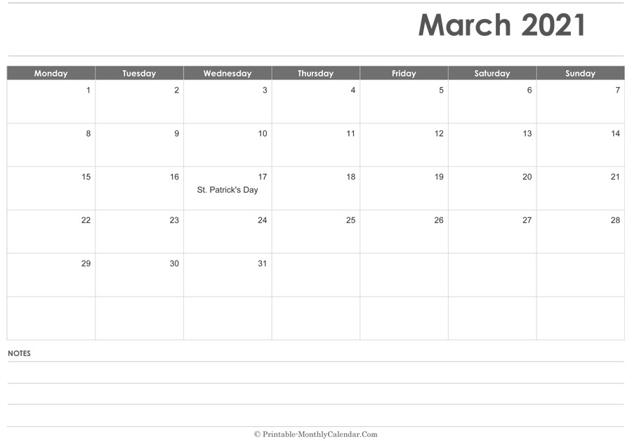 march 2021 holidays