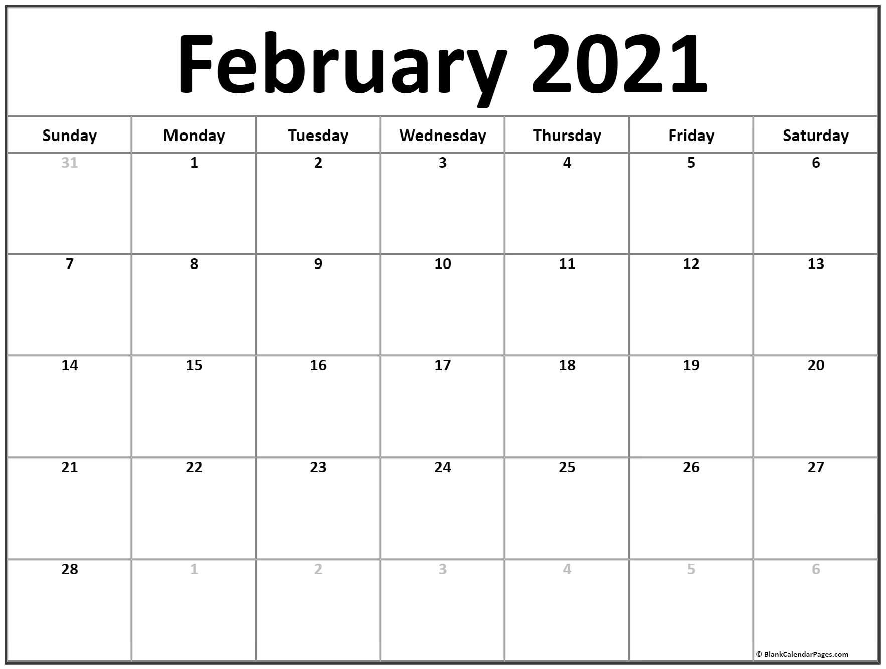 CAL=February 2021 calendar