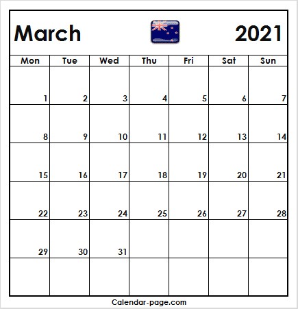 2021 Calendar March April New Zealand Calendar March 2021 Nz