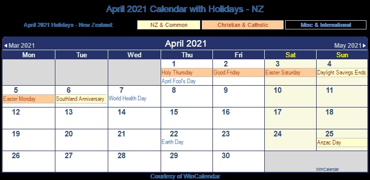 Printable Calendar April 2021