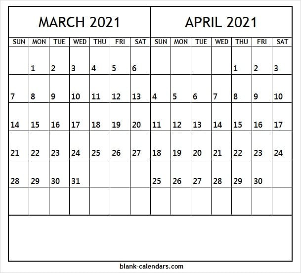 mar apr 2021 calendar notes