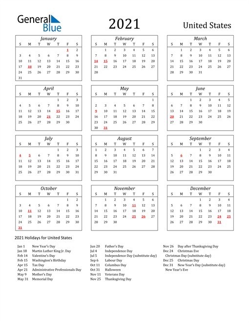 calendar 2021 march united states