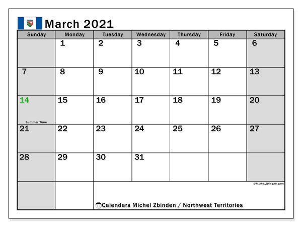 calendar march 2021 northwest territories