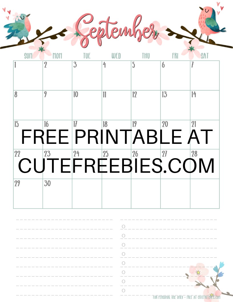 free printable monthly planner calendar floral