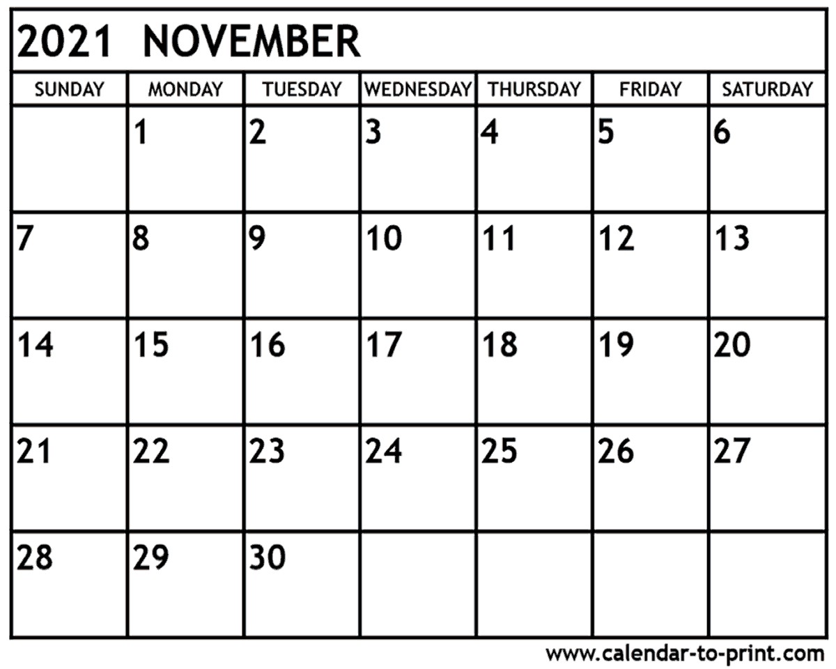 november 2021 calendar