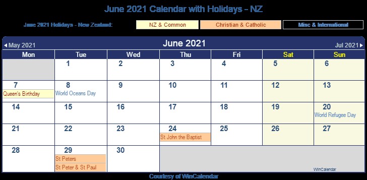 Printable Calendar June 2021