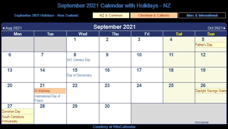 Printable Calendar September 2021