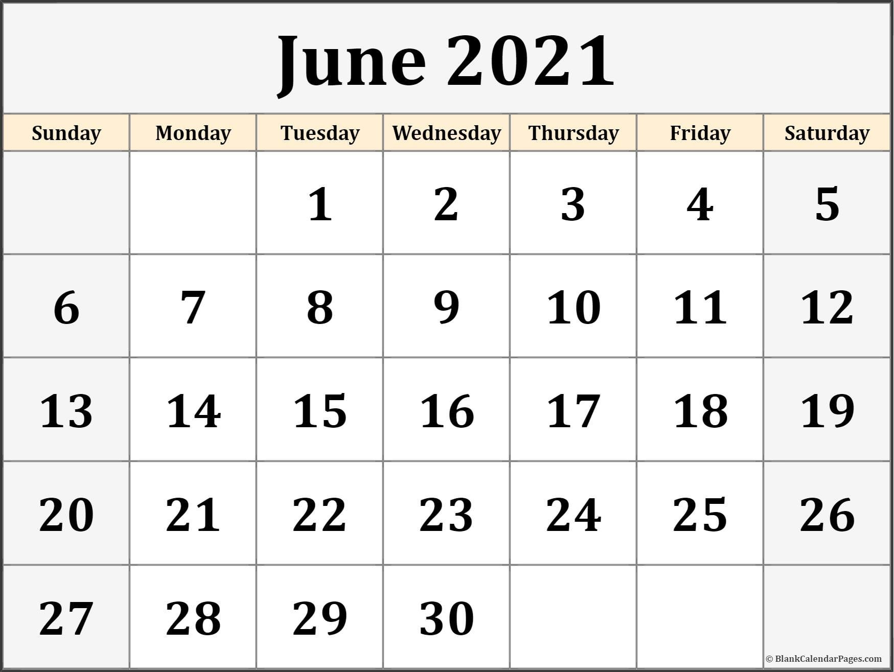 June 2021 calendar