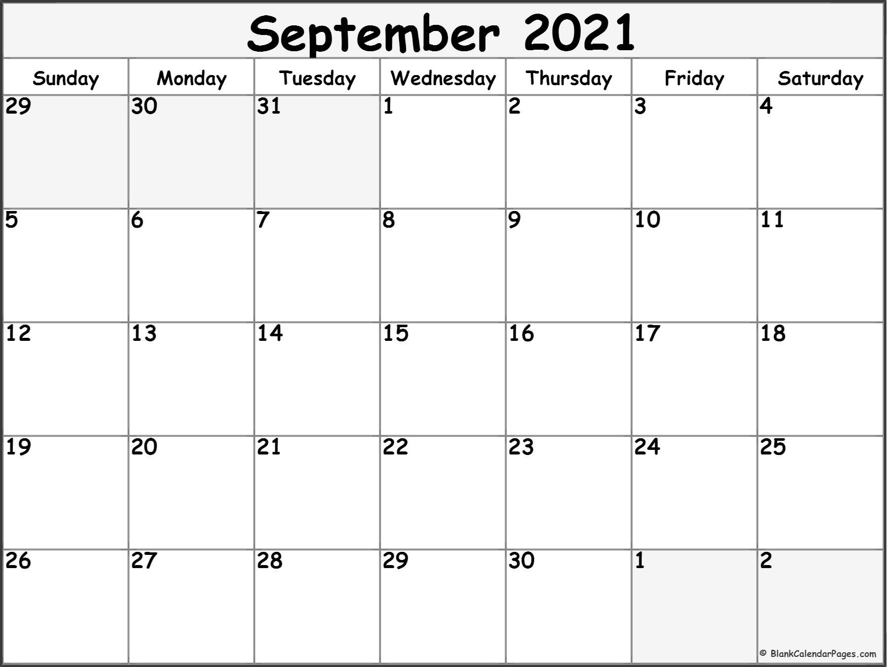 September 2021 calendar