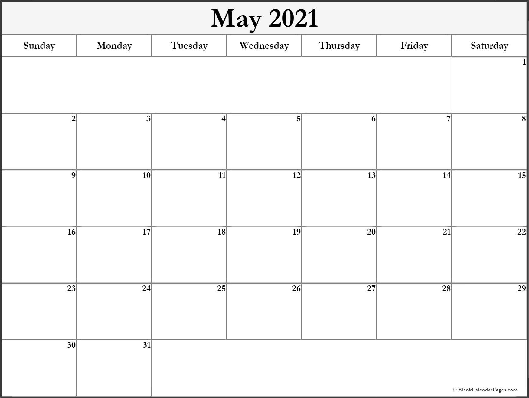 May 2021 calendar