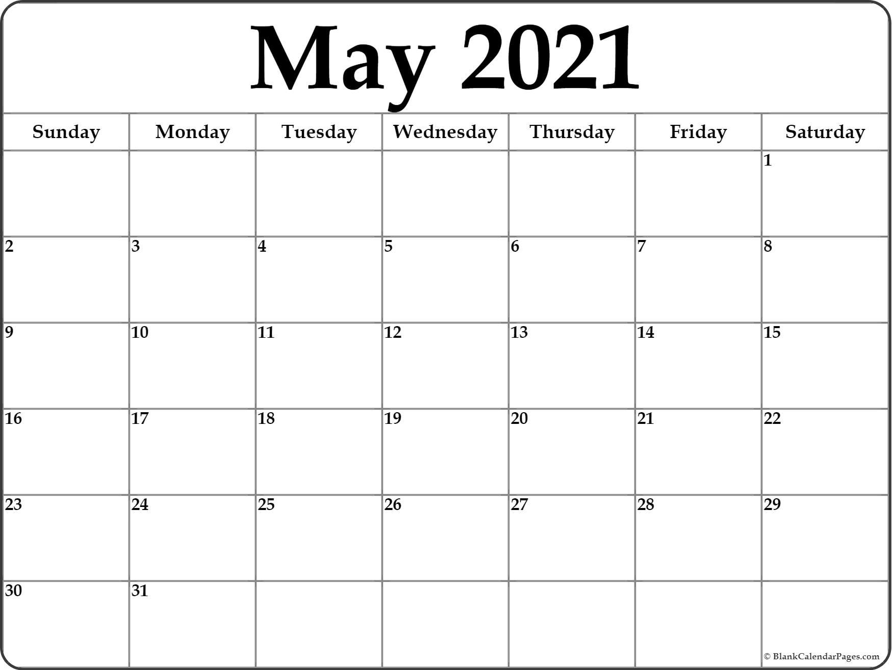 May 2021 calendar