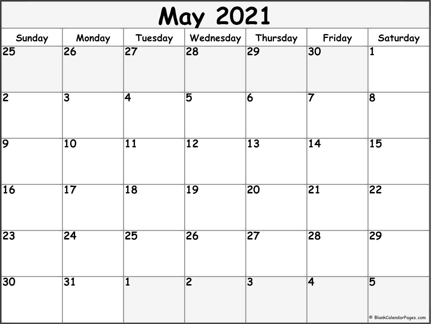 May 2021 calendar