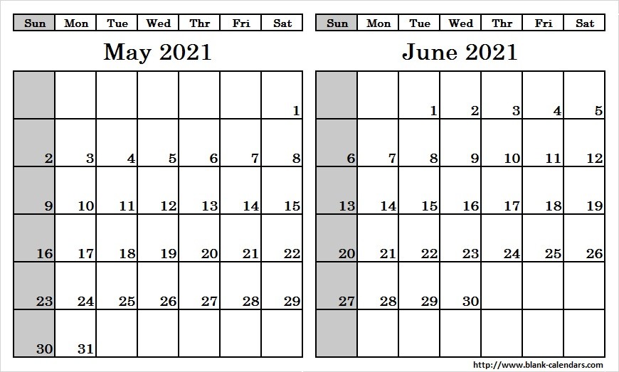 may june 2021 calendar