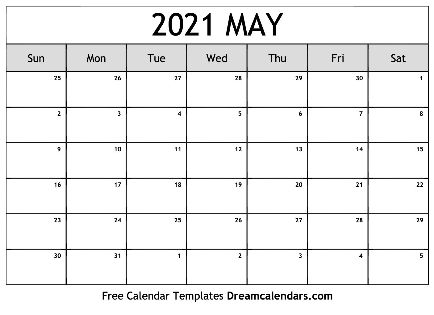 Printable May 2021 Calendar Free May 2021 Calendar