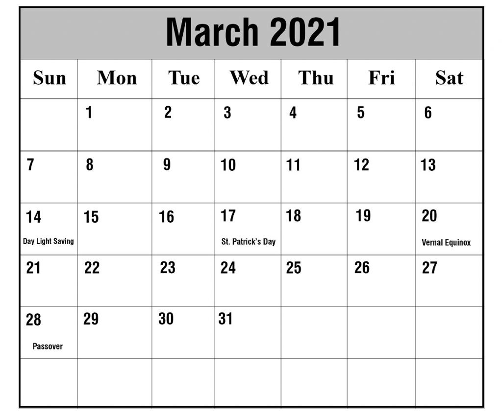 march 2019 calendar